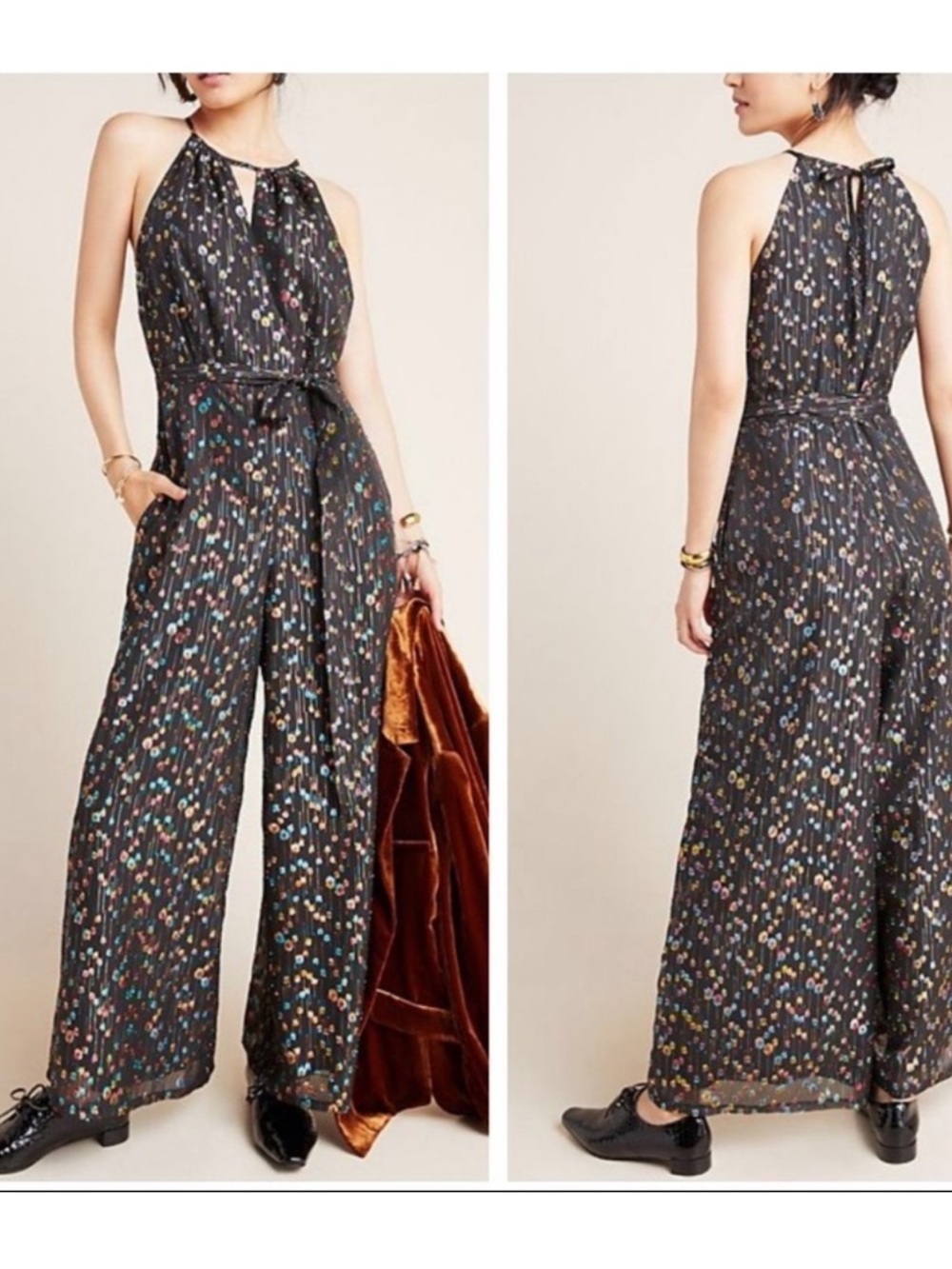 NWT Anthropologie Eva Franco Edita Metallic Dot Jumpsuit